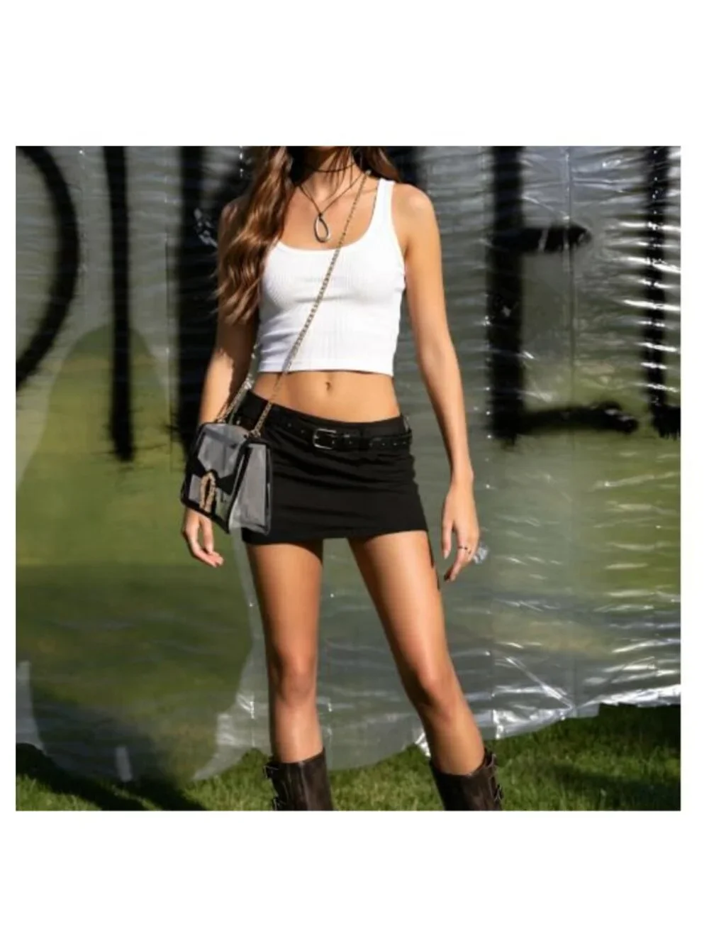 Stadium Approved Clear Crossbody Bag with Gold Chain Strap